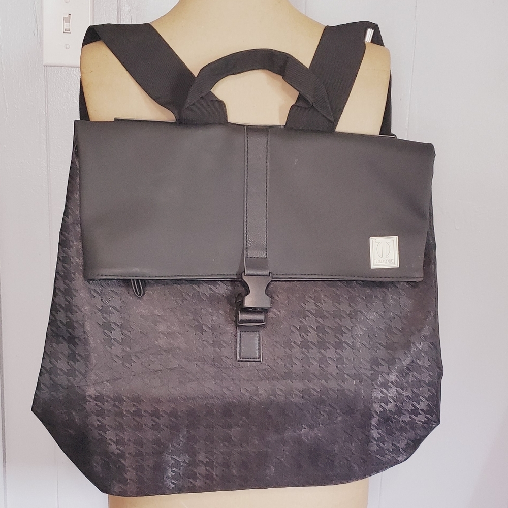 Tanger Black Houndstooth Patterned Backpack - image 1
